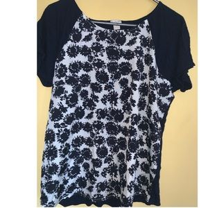 Navy and white floral J Crew Top size L